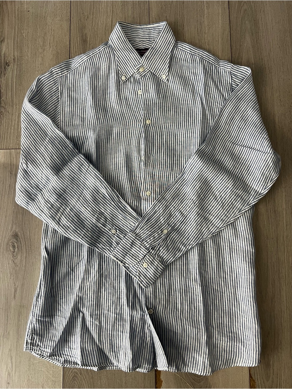 Spier & Mackay 100% Linen Striped Long Sleeve Button Down Shirt Men's Size 16.5